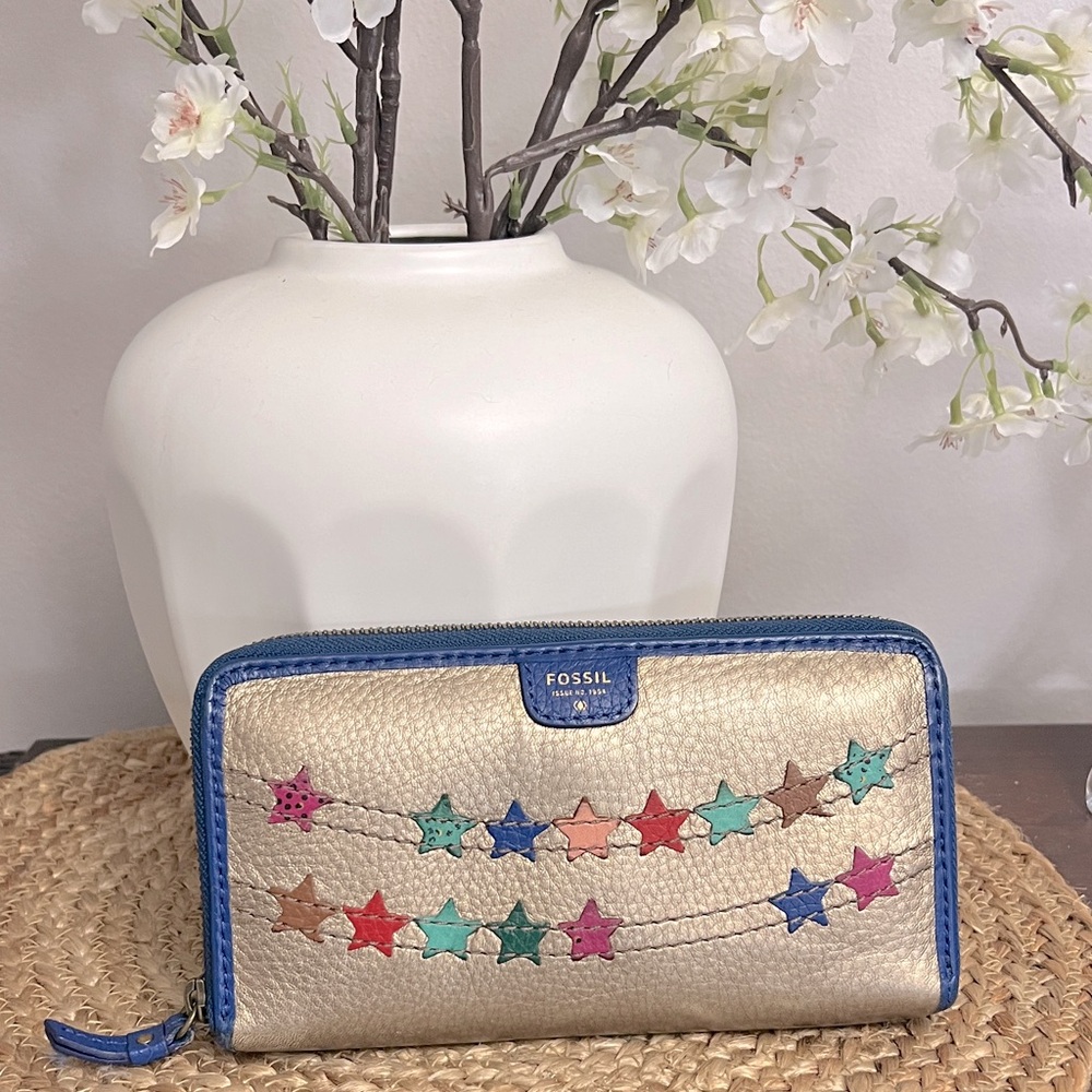⭐️ Fossil Gold Wallet with Multicolor Stars